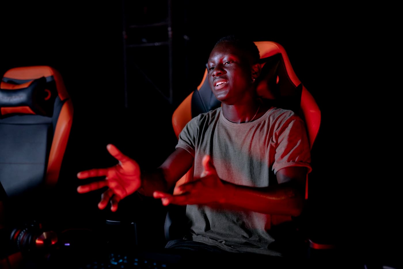 A focused competitive player mid-match
